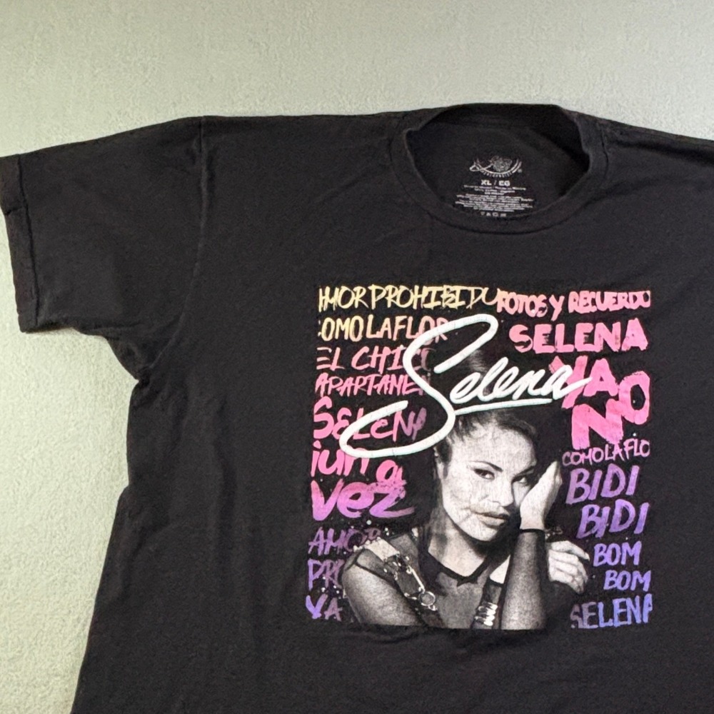 Selena Quintanilla Mens XL Black T-Shirt Amor Prohibido Bidi Bidi Bom Bom